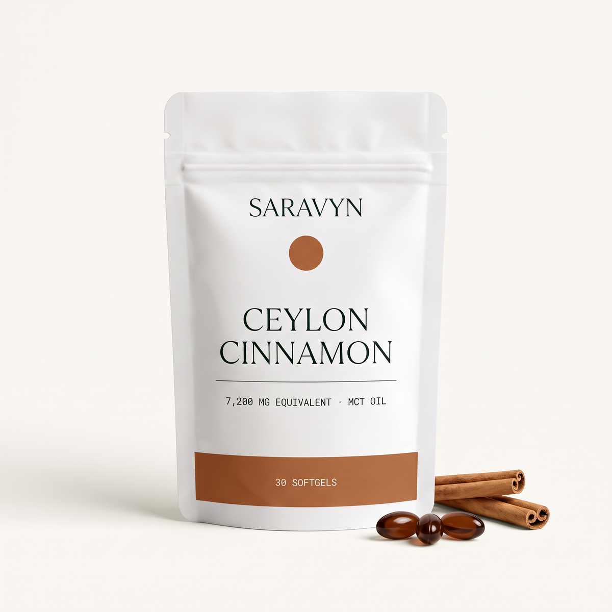 Saravyn Ceylon cinnamon softgels pouch